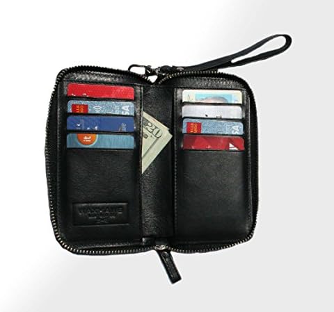 iPhone 6, 6s Zipper Wallet made with full grain vegetable-tanned English Bridle Leather color Matte Black