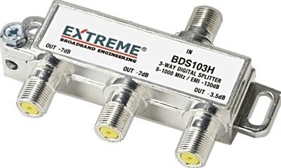 Extreme 3 Way Unbalanced HD Digital 1GHz High Performance Coax Cable Splitter - BDS103H