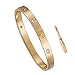 FHMZ(TM) Inspired Crystal Screw Head Driver Oval Love Bangle Bracelet with CZ Stone for Men & Women 6.5 Inch Wrists