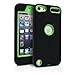 iPod Touch 5th Case, MagicMobile® Premium Dual Heavy Duty Hybrid Shockproof Resistant Armor Protective Case Cover for Apple iPod 5th Generation Black Rugged Silicone Layer and Green Hard Plastic