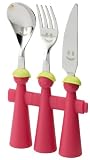 Rivadossi Puppets Childrens Cutlery 3 Piece Set, Fuschia