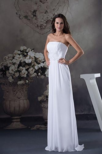 Heyivogue Women's Strapless Empire Waist Floral Long Wedding Dress 4617 16W White