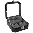 Wolf Designs Black Eight Piece Watch Case with Glass Lid #3831AM