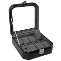 Wolf Designs Black Eight Piece Watch Case with Glass Lid #3831AM