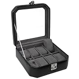 Wolf Designs Black Eight Piece Watch Case with Glass Lid #3831AM