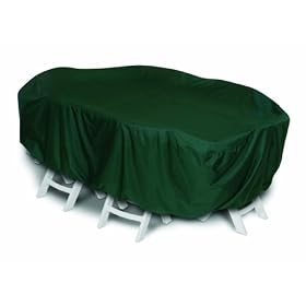Two Dogs Designs 92-Inch Oval Rectangle Table and Chairs Cover, Hunter Green