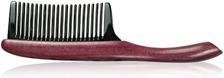 Yumary Anti-static Black Ox Horn & Purpleheart Wood Comb 7.8"x2.2"