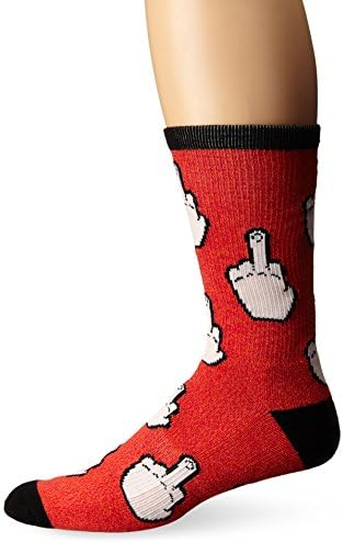 KurB Men's Big Bird Sport Fashion Crew Sock, Tri Red, 10-13 (shoe size 6-12)