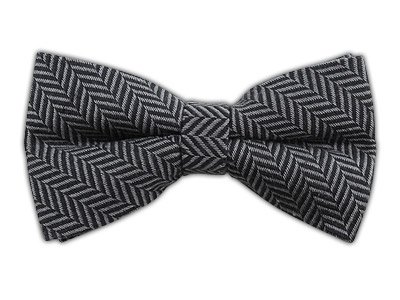 Wool Gray and Silver Wool Herringbone Self-Tie Bow Tie