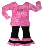 JoJo Designs 2 Piece Pink Tie Dye Crystal Heart Outfit, 6 to 12 Months