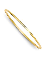 14k 2mm Solid Polished Half-round Slip-on Bangle, Best Quality Free Gift Box Satisfaction Guaranteed