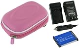 rooCASE 3n1 EVA Hard Shell (Pink) Case with Memory Foam / NB-6L 1000MaH Li-Ion Battery / AC DC Charger for Canon PowerShot SD1300IS 12 MP Digital Camera Silver