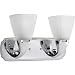 Progress Lighting P2847-15 2-Light Bath with Curved Arms and Delicate Scalloped Glass Shades with An Etched Glass Finish, Polished Chrome