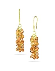 25.00 Cts Mandarin Garnet Briolette Earrings in 18K Yellow Gold