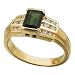14Kt Yellow Gold Emerald Cut Sea Green Tourmaline and Diamond Ring