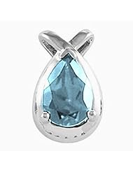14K White Gold Pear Cut Aquamarine Pendant -- LIFETIME WARRANTY