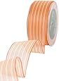 May Arts 1-1/2-Inch Wide Ribbon, Orange Sheer Pinstripes