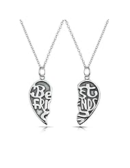 Valentines Day Gifts Bling Jewelry Best Friends Forever Split Heart Necklace Set