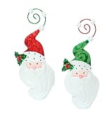 Christmas Brites Glittered Santa Claus In Red Hat Ornament