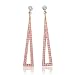 18k Two Tone Gold White and Rose Pink Triangular Drop Diamond Earrings (HI, SI, 0.70 carat)