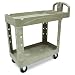 Rubbermaid Commercial Plastic Service Cart with Lipped Shelves, 2 Shelves, Beige, 500lbs Capacity, 33-1/4" Height, 39" Length X 17-7/8" Width