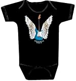 Rock Star infant baby short sleeve one piece bodysuit Guitar Angel Wings Black