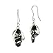 Sterling Silver Multi-Black Hand Blown Glass Twist title=