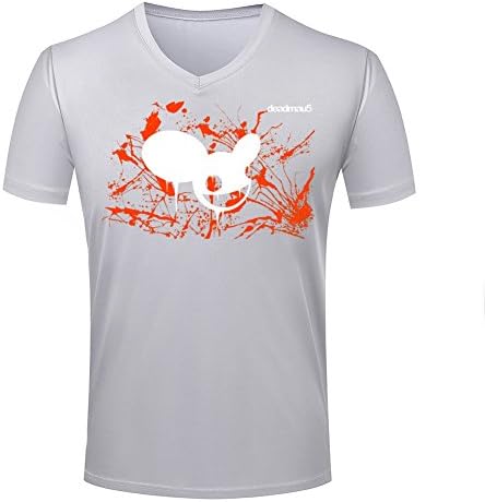 PaulZ Deadmau5 Tees 3D Graffiti Tees Mens V-neck Short Sleeve Ash S
