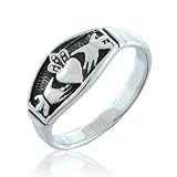 Bling Jewelry Sterling Silver Antiqued Finish Irish Celtic Claddagh Ring