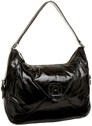 SONDRA ROBERTS NEW YORK Textured Leather Turnlock Hobo