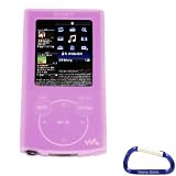 Premium Pink Silicone Skin Case Cover with Free Carabiner Key Chain for the Sony Walkman E Series (NWZ-E344, NWZ-E345) MP3 Player