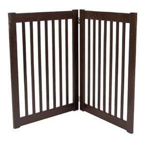 Two 32" Panel Free Standing Pet Gate in Mahogany
