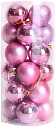 NEW Round Christmas Tree Xmas Balls Decorations Baubles Hanging Party Wedding Ornament 24pcs 4cm (Pink)