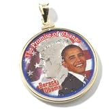 41sEap7xwzL. SL160  Sterling Silver / Gold Plated Obama Image JFK Half Dollar Coin Pendant