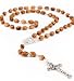 Crucifix Cross Brown Olive Wood Rosary Beads Necklace