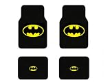 A Set of 4 Universal Fit Front and Rear Logo Plush Carpet Floor Mats - Batman Classic Logo