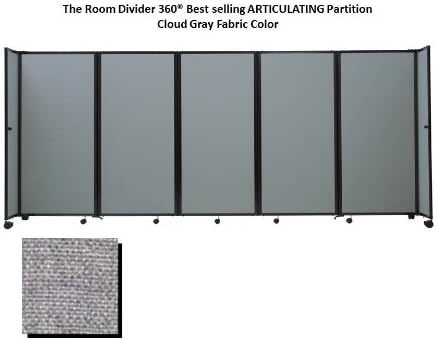 Room Divider 360 Portable Partition, Cloud Gray Fabric - 6'10'' high x 8'6'' long