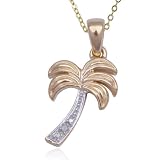 18k Yellow Gold Plated Sterling Silver Diamond Palm Tree Pendant, 18