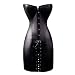 Bslingerie Womens Faux Leather Lace Up Boned Corset Dress