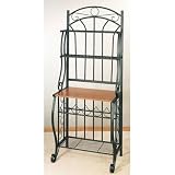 Old Dutch 063FG 27.25 x16 x 68 Forest Green Bakers Rack w/Wine Rack