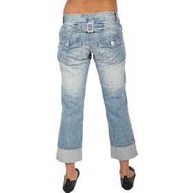 A31 New Ladies Blue 3/4 Hipsters Jeans Womens Size 6-14
