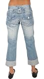 A31 New Ladies Blue 3/4 Hipsters Jeans Womens Size 6-14