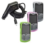 4 Pieces Value Combo of Magenta, White and Green Silicone Skin Cover Case with Car Charger for Blackberry Curve 8300 8310 8320 8330