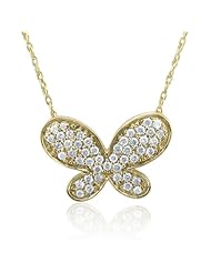 14k White or Yellow Gold Butterfly Diamond Pendant Necklace (HI, I1-I2, 0.30 carat)