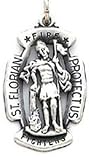St. Florian Medal Pendant.Sterling Silver.18"stainless Steel Necklace Chain