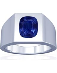 18K White Gold Cushion Cut Blue Sapphire Solitaire Ring