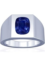 14K White Gold Cushion Cut Blue Sapphire Solitaire Ring