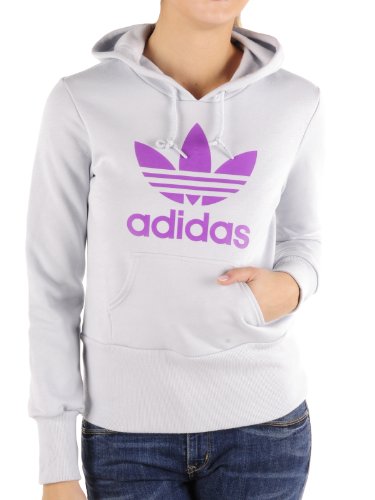 Adidas Damen Hoodie Trefoil, clear grey s12/ultra purple s12, 40, X33500