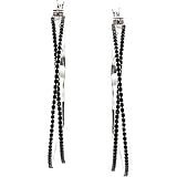 Sterling Silver Black Spinel Hoop Earrings