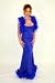DI-L06224SP, Custom Made Debutante Gown of Royal Sparkle Slinky fabric with Feather Boa Trim